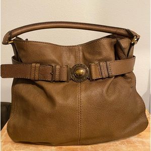 Authnticated Burberry Brown Leather Shoulder Bag
